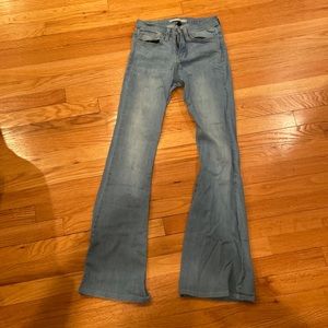 light blue wide flare boot cut jeans